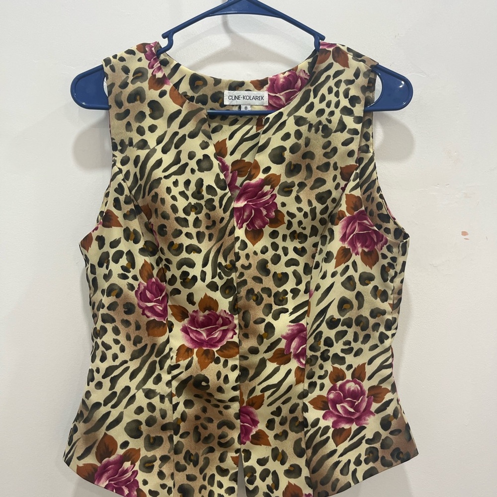 Floral Leopard Print Blouse - image 2